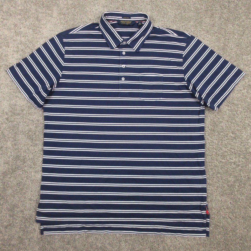 Polo Ralph Lauren Polo Shirt Mens XL Blue Striped Vintage Lisle Pima Cotton Golf